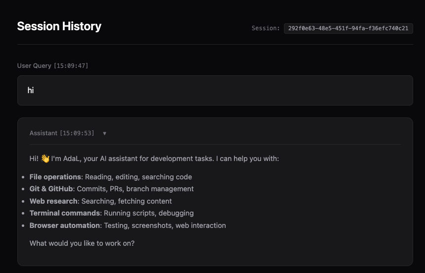 Session History HTML View
